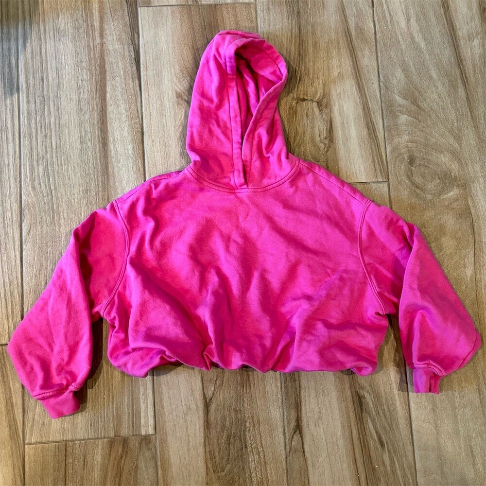 GAP Kids Girls Hoodie Size L (10) Hot Pink Cropped Pullover Elastic Hem
